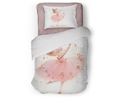 Eleganzzz Kinder Dekbedovertrek Ballerina Girl - Pink - 140x200/220cm - Dekbedovertrek Kinderen - Micropercal - Eenpersoons