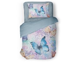 Eleganzzz Kinder Dekbedovertrek Butterfly Bliss - Multi - 140x200/220cm - Dekbedovertrek Kinderen - Micropercal - Eenpersoons