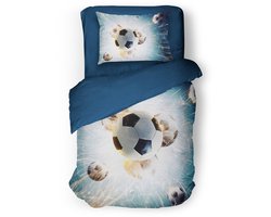 Eleganzzz Kinder Dekbedovertrek Champions Dream - Blue - 140x200/220cm - Dekbedovertrek Kinderen - Micropercal - Eenpersoons