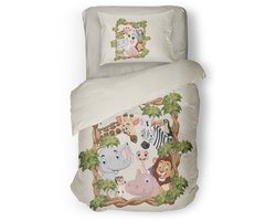 Eleganzzz Kinder Dekbedovertrek Jungle Kingdom - Multi - 140x200/220cm - Dekbedovertrek Kinderen - Micropercal - Eenpersoons
