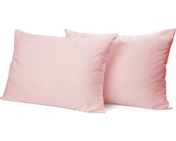 Eleganzzz Kussensloop Hotelsluiting Percal Katoen - Roze - Kussensloop 60x70cm - Kussenslopen set van 2 - 100% Katoen