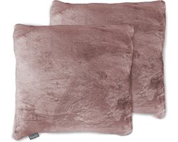 Eleganzzz Sierkussens Flanel Fleece - Old Rose - Sierkussens 50x50cm - Set van 2 Kussens - 100% Flanel Fleece Voorzijde - 100% Velvet Achterzijde