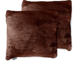 Eleganzzz Sierkussens Flanel Fleece - Rose Brown - Sierkussens 50x50cm - Set van 2 Kussens - 100% Flanel Fleece Voorzijde - 100% Velvet Achterzijde