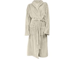 Eleganzzz Teddy Rib Fleece Uni Badjas - Beige - S - Badjas Dames - Badjas Heren