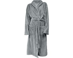 Eleganzzz Teddy Rib Fleece Uni Badjas - Dark Grey - M - Badjas Dames - Badjas Heren