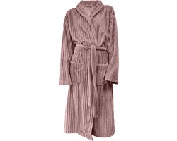 Eleganzzz Teddy Rib Fleece Uni Badjas - Old Rose - S - Badjas Dames - Badjas Heren