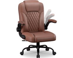 Elekiatech Ergonomische Bureaustoel-Bureaustoel-met 90°-120°Rugleuning Bureaustoelen voor Volwassenen-Inklapbare Armleuningen-Office Chair-Gaming Stoel-150kg - Bruin