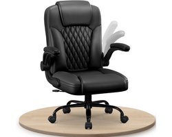 Elekiatech Ergonomische Bureaustoel-Bureaustoel-met 90°-120°Rugleuning Bureaustoelen voor Volwassenen-Inklapbare Armleuningen-Office Chair-Gaming Stoel-150kg - Zwart