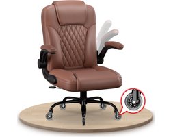 Elekiatech Ergonomische Bureaustoel-Bureaustoel-met 90°-120°Rugleuning Bureaustoelen voor Volwassenen-Inklapbare Armleuningen-Office Chair-Gaming Stoel-150kg - Bruin