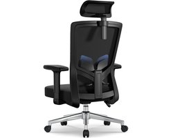 Elekiatech Ergonomische Bureaustoel - Bureaustoel - met 90°-135°Rugleuning - Bureaustoelen voor Volwassenen - met Verstelbare Hoofdsteun, Armleuningen en Lendensteun - 150 Kg - Zwart