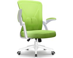 Elekiatech Ergonomische Bureaustoel - Bureaustoel - Opklapbare Armleuningen - Bureaustoelen voor Volwassenen - 150 Kg - Groen-wit