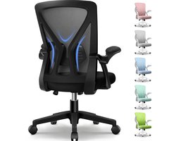 Elekiatech Ergonomische Bureaustoel – Bureaustoelen voor Volwassenen – Verstelbaar – 360° Draaibaar – Inklapbare Armleuningen – Schommelfunctie – Stille Wielen – Tot 150 kg – Zwart