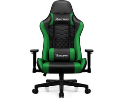 Elekiatech Gaming Stoel – Gamestoel met 90°-170° Verstelbare Rugleuning – Racing Style – Max. 150 kg – Groente/Zwart