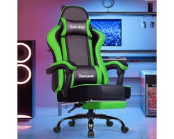 Elekiatech Gaming Stoel - Gamestoel mit 90°-170° Rugleuning - Gaming Chair met Inklapbare Voetensteun - Game Stoel met Zachte Armleuningen - Max. Draagvermogen 150 kg