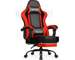 Elekiatech Gaming Stoel - Gamestoel mit 90°-170° Rugleuning - Gaming Chair met Inklapbare Voetensteun - Game Stoel met Zachte Armleuningen - Max. Draagvermogen 150 kg