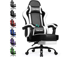 Elekiatech Gaming Stoel - Gamestoel mit 90°-170° Rugleuning - Gaming Chair met Inklapbare Voetensteun - Game Stoel met Zachte Armleuningen - Max. Draagvermogen 150 kg