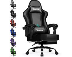 Elekiatech Gaming Stoel - Gamestoel mit 90°-170° Rugleuning - Gaming Chair met Inklapbare Voetensteun - Game Stoel met Zachte Armleuningen - Max. Draagvermogen 150 kg