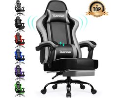 Elekiatech Gaming Stoel - Gamestoel mit 90°-170° Rugleuning - Gaming Chair met Inklapbare Voetensteun - Game Stoel met Zachte Armleuningen - Max. Draagvermogen 150 kg