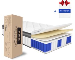 Elekiatech Matras 90 x 200 cm - 24 cm Dik - Eenpersoonsmatrassen-Latex Pocketvering Matras - Anti-Allergische - met 9- laags Composietstructuur