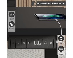 Elektrisch Bureau Ganeey 160x80 cm – In Hoogte Verstelbaar Zit-Sta Bureau met USB-Aansluiting & Kabelgoot – Ergonomisch Staand Bureau – Stabiel Kantoorbureau – Zwart