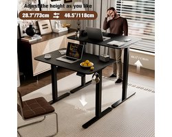 Elektrisch Bureau IndustrialHome SmartLift Pro 90x60cm – In Hoogte Verstelbaar Zit-Sta Bureau met Geheugenfunctie & Haken – Ergonomisch Staand Kantoorbureau – Zwart Metaal – Stil & Duurzaam