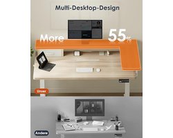 Elektrisch Bureau met Lade en USB – Ganeey ErgoDesk Maple 120x60 cm – In Hoogte Verstelbaar Zit-Sta Bureau – Ergonomisch Computertafel met Kabelmanagement & FSC Hout – Beige