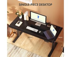 Elektrisch Hoogte Verstelbaar Bureau 180x80 cm – Ergonomisch Zit-Sta Bureau met 2 Krachtige Motoren, Esdoorn Houten Tafelblad & Grijs Metaal Onderstel – Stabiel, Modern Design voor Thuis & Kantoor