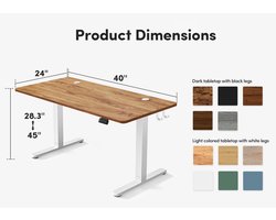 Elektrisch In Hoogte Verstelbaar Bureau 100x60 cm – Ergonomisch Zit-Sta Bureau met Geheugenfunctie, Antibotsbeveiliging & Stil Motorsysteem – Compact Sta Bureau voor Thuiswerken & Kantoor – Licht Eiken Vintage Design