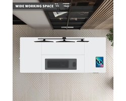 Elektrisch In Hoogte Verstelbaar Bureau Ganeey ProLift 180x80 cm – Zit-Sta Bureau met USB-Aansluiting, Kabelgoot & Geheugenfunctie – Ergonomische Elektrische Bureautafel – Stil & Stevig Kantoorbureau – Wit