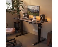 Elektrisch In Hoogte Verstelbaar Bureau met USB-A & USB-C Poorten – 100x60 cm Zit-Sta Bureau – Ergonomisch Thuiswerk Bureau – Stil Motor Systeem – Kantoor Tafel Zwart