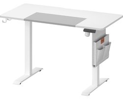 Elektrisch in hoogte verstelbaar bureau - Sta-bureau - Zit-sta bureau - Spaanplaat staal niet-geweven stof - 60 cm x 120 cm x (72-120) cm - Mat wit-duifgrijs - 25,7 kg - 80 kg laadvermogen