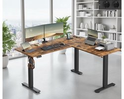 Elektrisch in hoogte verstelbaar hoekbureau met laadstation