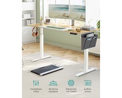 Elektrisch sta-bureau - Verstelbaar bureau - Zit-sta bureau - Spaanplaat stalen frame - Niet-geweven stof - Pastelgeel - Basis wit - 70 cm x 160 cm x (72-120) cm - 1,5 cm tafelblad - 31,2 kg Gewicht - 80 kg Max. Laad capaciteit