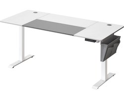 Elektrisch sta-bureau - Verstelbaar bureau - Zit-sta bureau - Stalen frame van spaanplaat - Niet-geweven stof - 70 cm x 160 cm x (72-120) cm - Wit-duifgrijs - 31,2 kg - Max. belasting 80 kg
