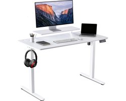 Elektrisch Verstelbaar Bureau 120×60 cm – Hoogte Verstelbaar 73-118 cm – Sta Zit Bureau Met Vaste Monitor Verhoger – Belastbaar 80 kg