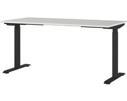 Elektrisch verstelbaar bureau Cornel - 160x80x72cm - lichtgrijs/zwart - Germania - Bureautafels - Zwart; Grijs - Melamine; Metaal; Spaanplaat