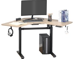 Elektrisch verstelbaar bureau - Hoekbureau - Zit sta bureau - Zit sta bureau elektrisch - Bureau - 167 x 101 x 122 cm - Zwart/Hout