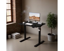 Elektrisch Verstelbaar Bureau – Sta Zit Bureau 180 cm – Ergonomisch Groot Computer Bureau met Geheugenfunctie & Kabelbeheer – Industriële Werktafel met Stabiel Metalen Frame – Rustic Brown Zwart – HomeByNicole