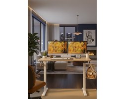 Elektrisch Zit Sta Bureau 100x60 cm met Geheugenfunctie – Natuurlijk Hout – Ergonomisch Verstelbaar 71-116 cm – Stil & Stabiel – Voor Thuiswerk, Gaming & Kantoor | House&Garden