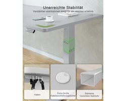 Elektrisch Zit-Sta Bureau 120x60 cm – In Hoogte Verstelbaar – Staand Bureau met USB Oplaadpoort & Geheugenfunctie – Ergonomische Computertafel – Kantoor & Gaming – Grijs