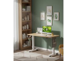 Elektrisch Zit-Sta Bureau 140x80 cm – Hoogte Verstelbaar Computerbureau met USB Type-C Oplaadpoort, Ergonomisch Thuiswerk Bureau met Kabellade en Accessoires – Beige Depauwwonen – Depauw