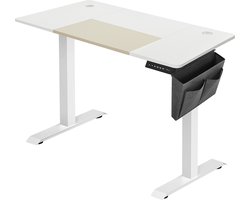 Elektrisch Zit Sta Bureau - In hoogte verstelbaar bureau - traploos verstelbaar - gelast werkblad - 4 hoogtes opgeslagen - met stoffen tas - gemaakt van staal - wit-zwart - 120 x 60 x (72-120) cm