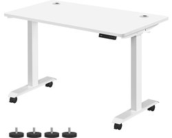 Elektrisch Zit Sta Bureau – in hoogte verstelbaar – – Met wielen – 120 x 60 cm – wit