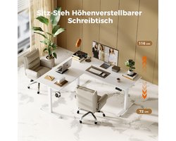 Elektrisch Zit-Sta Bureau L-Vormig – Ganeey ProLift 160x140 cm – In Hoogte Verstelbaar Hoekbureau – Ergonomische Sta-Zit Tafel – Wit – Geheugenfunctie – Stil Motorisch Systeem – Thuiswerk & Kantoor – FSC Hout