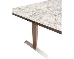 Elektrisch zit sta bureau - Marmer wit - wit onderstel - memory - hoog laag bureau - 160x80