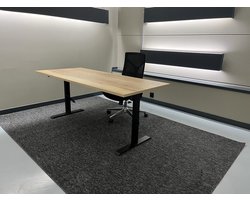 Elektrisch zit sta bureau premium – halifax natuur eiken blad – zwart onderstel – met memory functie en USB oplaadmogelijkheid – 180 x 80 – NIEUW