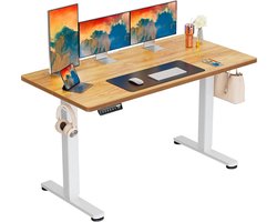 Elektrisch Zit-Sta Bureau - Verstelbaar Bureau - Ergonomisch Werken - 4 Geheugenstanden - 140 x 70 cm - Licht Hout