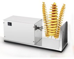 Elektrische Aardappel Spiraalsnijder ‚Äì Frietsnijder ‚Äì Aardappelsnijder ‚Äì Multifunctionele Groentesnijder ‚Äì RVS ‚Äì Zilver