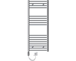 Elektrische badkamerradiator met verwarmingselement 1200W 500x1200 mm Chroom gebogen met zijaansluiting LuxeBath