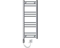 Elektrische badkamerradiator met verwarmingselement 300W 300x800 mm chroom recht met zijaansluiting